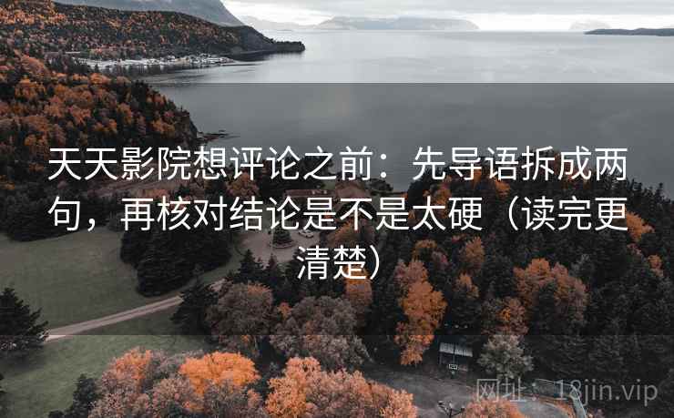 天天影院想评论之前：先导语拆成两句，再核对结论是不是太硬（读完更清楚）