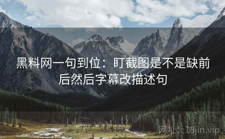 黑料网一句到位：盯截图是不是缺前后然后字幕改描述句