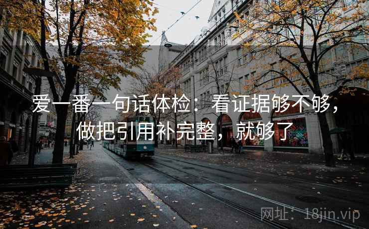 爱一番一句话体检：看证据够不够，做把引用补完整，就够了