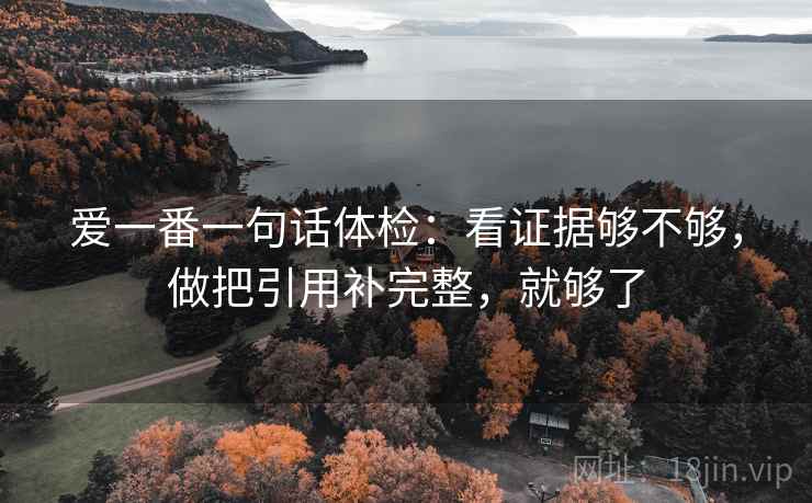 爱一番一句话体检：看证据够不够，做把引用补完整，就够了